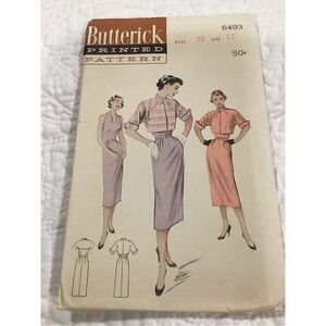 Vintage Sewing PATTERN Butterick 6493 Women’s 1950s Halter Dress & Jacket